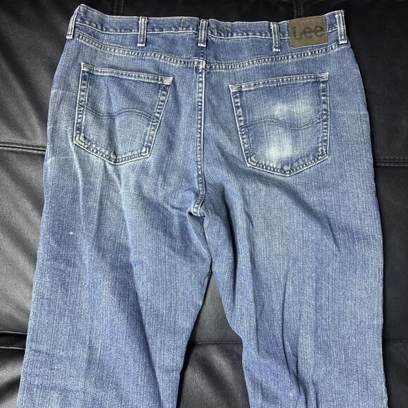 Lee Men's Straight Leg Jeans Blue Denim Light Wash Regular Fit 5-Pockets - Picture 6 of 16